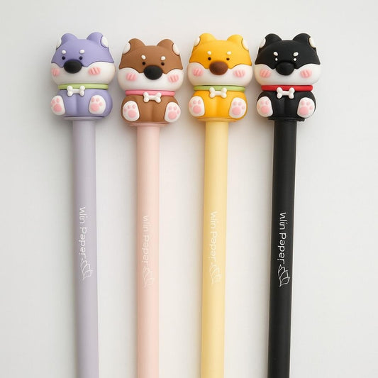 Caneta Gel Apagável Com Topper Cachorrinho 0.7mm Azul Win Paper