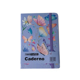 Caderno Pequeno A5 Brochura Capa Dura Borboleta Com Elástico