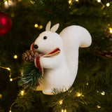 Enfeite De Natal Esquilo Branco 10Cm Decoração Árvore