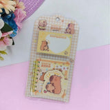 Kit Mini Caderno E Bloquinho De Anotações Autoadesivo Capybara Fofa