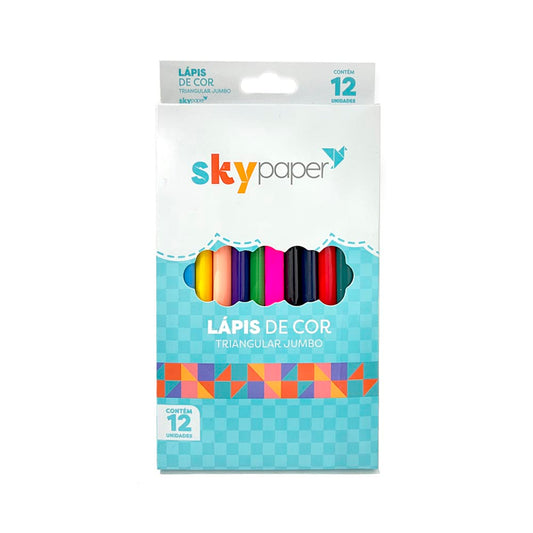 Lápis de Cor Jumbo Triangular Com 12 SkyPaper