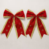 Laço De Natal Vermelho Com Detalhes Dourados 14cm Com 2 Decoração Árvore