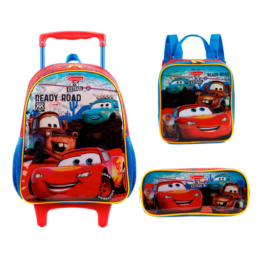 Kit Mochila Roda Carros Na Estrada Original Xeryus