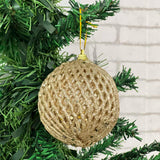 Bola De Natal Decorada Luxo Colmeia Com Glitter 8Cm