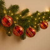 Bola De Natal N°8 Decorada Vermelho E Dourado Com 4