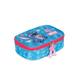 Estojo Box Escolar Stitch e Angel 36 Elásticos 100 Pens Original Disney Luxcel