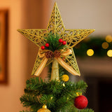 Enfeite De Natal Ponteira Estrela Vazada Decorada 20cm