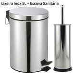 Anúncio Kit Lixeira + Escova Sanitária Inox Para Banheiro
