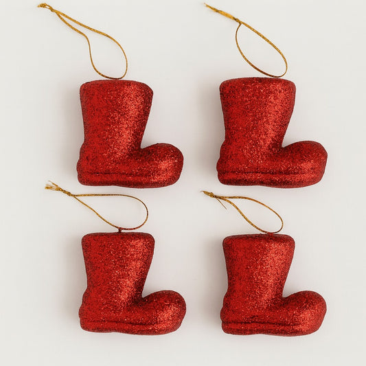 Enfeite De Natal Botinhas Glitter Com 4