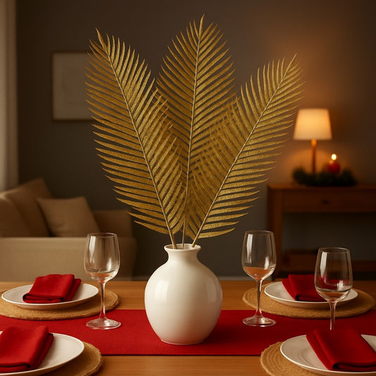 Enfeite De Natal Decorativo Galho Folha Palmeira Com Glitter