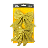 Laço De Natal Glitter Com Estrelinhas 14Cm Com 2 Decoração Árvore