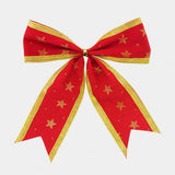 Laço De Natal Vermelho Com Detalhes Dourados 14cm Com 2 Decoração Árvore