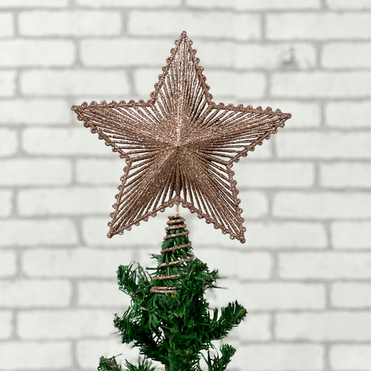 Ponteira De Estrela Vazada Com Glitter 23Cm