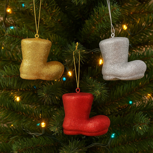 Enfeite De Natal Botinhas Glitter Com 4