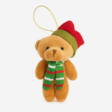 Enfeite de Natal Pendente Ursinho Com Gorro Decoração De Natal 11cm