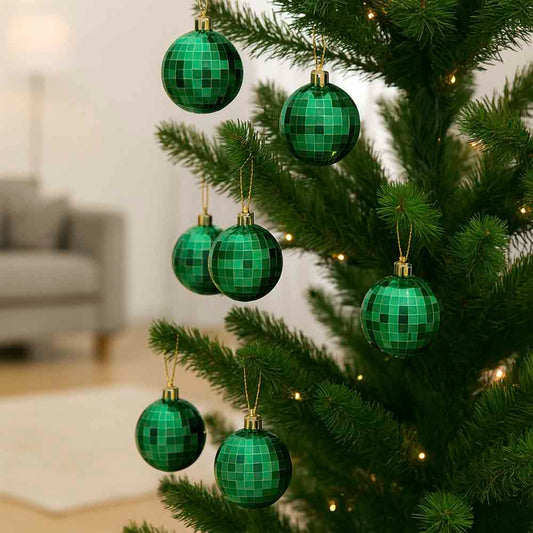Bola Natal N°6 Decorada Verde Metálico Com 8