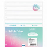 Refil De Folhas Pautadas Para Caderno De Disco Grande 11 Discos 80 folhas