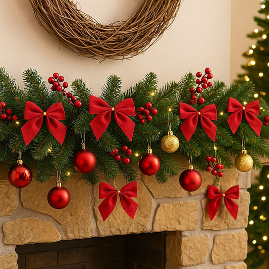 Laço De Natal Vermelho Com 12