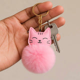 Chaveiro Pelúcia Fofo Com Carinha De Gatinho