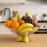 Fruteira De Mesa Decorativa Facile 30cm Com Base Dourada