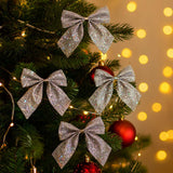 Laço De Natal Mini Glitter Prata Dourado Vermelho Decoração Árvore