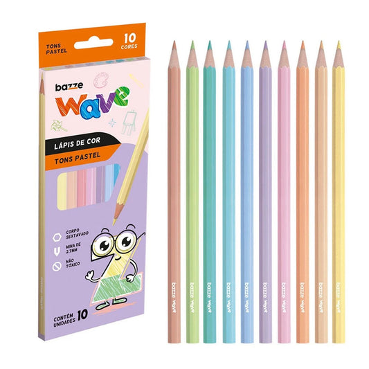 Lapis de Cor Wave Tons Pastel Com 10 Cores Summit