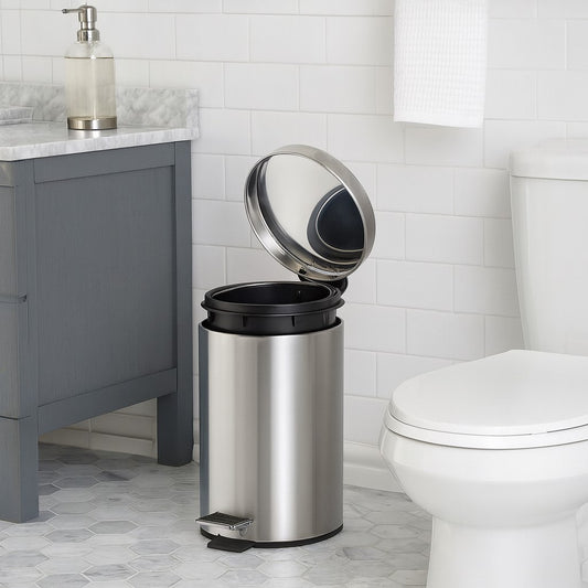 Lixeira Inox Com Pedal e Cesto Interno Removível 8 L Para Cozinha Banheiro Escritório