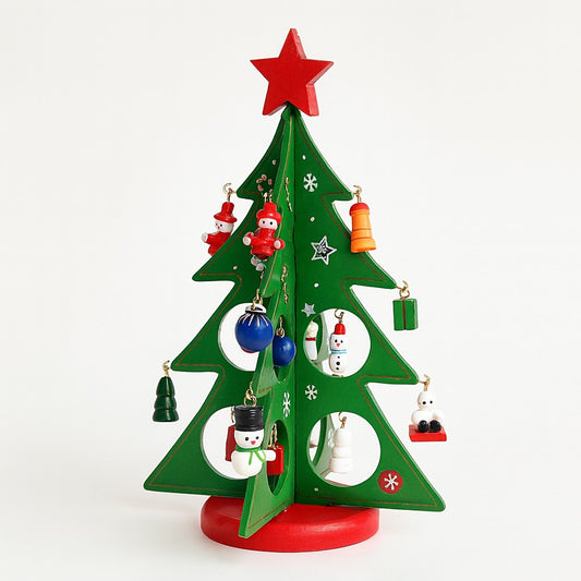 Enfeite De Natal Mini Árvore Madeira Para Montar 25 Peças