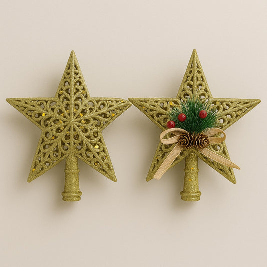 Enfeite De Natal Ponteira Estrela Vazada Decorada 20cm