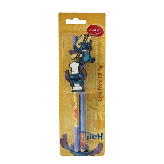 Kit Lápis Stitch Com Ponteiras Decoradas Molin