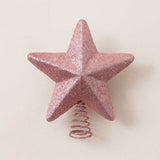 Ponteira De Estrela Com Glitter Rosé 12Cm