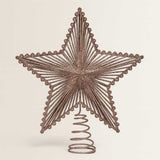 Ponteira De Estrela Vazada Com Glitter 23Cm