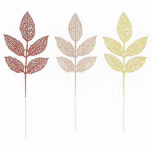 Enfeite De Natal Decorativo Galho Com Folha Vazada Glitter