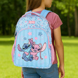 Mochila Escolar Grande Stitch e Angel Original Disney Luxcel