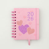 Agenda 2026 Glitter Pequena Espiral Capa Dura 336 Páginas