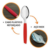 Jogo de Talheres Inox 16 Peças Color Vermelho/Preto Original Line