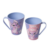 Caneca Plástica Stitch e Angel 360ml
