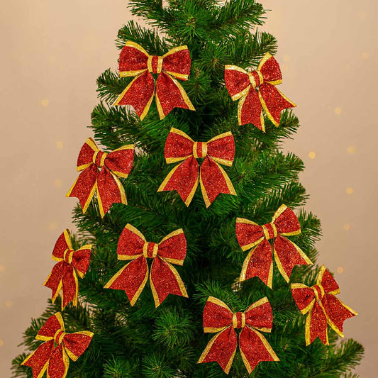 Laço De Natal Brilhoso 11cm Com 3