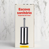 Escova Sanitária Com Suporte Em Inox Para Limpeza E Higienização De Vaso