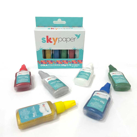 Cola Colorida Com Glitter 6 Cores SkyPaper