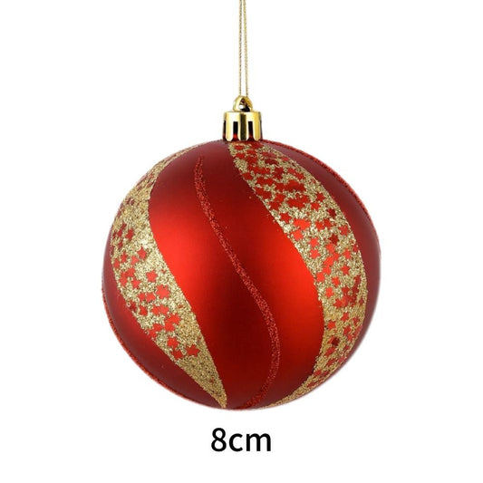 Bola De Natal N°8 Decorada Vermelho E Dourado Com 4