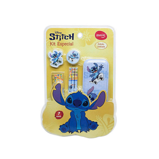 Kit Escolar Especial Stitch 7 Peças Edição Limitada Molin