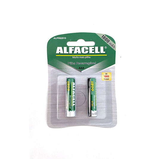 Pilha Palito Recarregável AAA Com 2 Alfacell