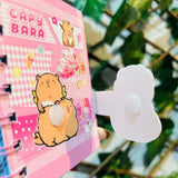 Kit Mini Caderno E Bloquinho De Anotações Autoadesivo Capybara Fofa