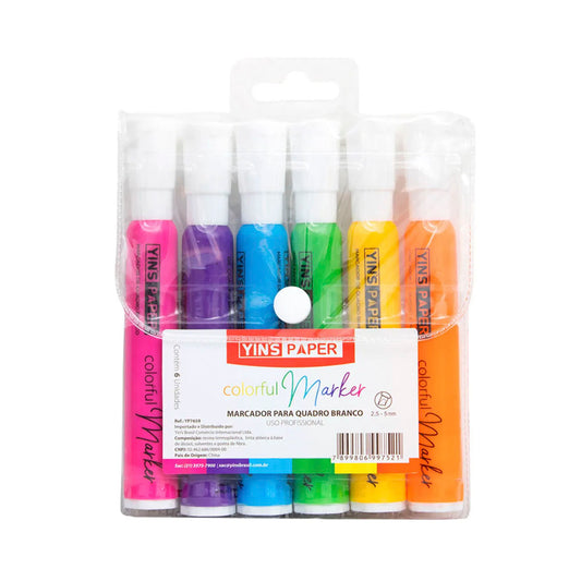 Kit Marcador Piloto de Quadro Branco Com 6 Cores