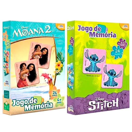 Jogo De Memória Com 24 Pares Stitch ou Moana 2