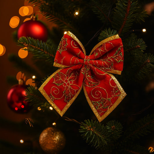 Laço de Natal Brilhoso 12Cm Com 2