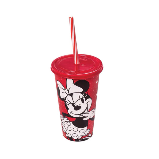 Copo Minnie Com Tampa e Canudo 500ml Para Colorir