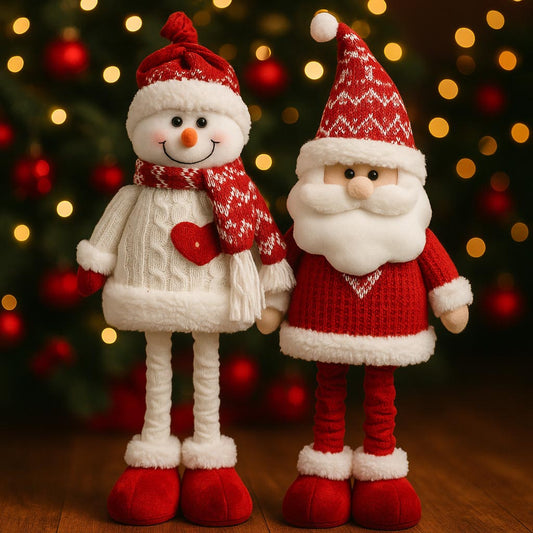 Enfeite De Natal Decorativo Papai Noel/Boneco De Neve Perna Longa Que Estica 48cm