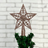 Ponteira De Estrela Glitter Rosé Vazada 17cm